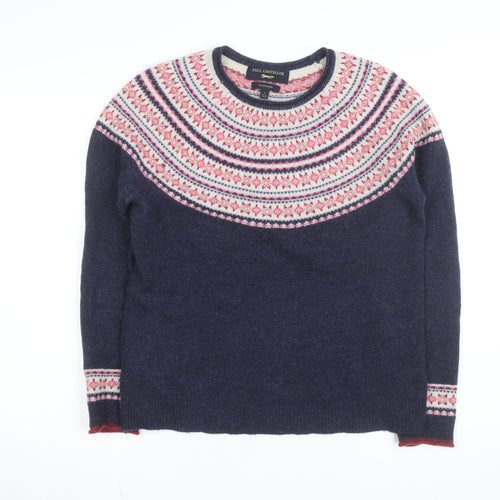 Paul Costelloe Women's Blue Fair Isle Wool Blend Jumper UK 12
