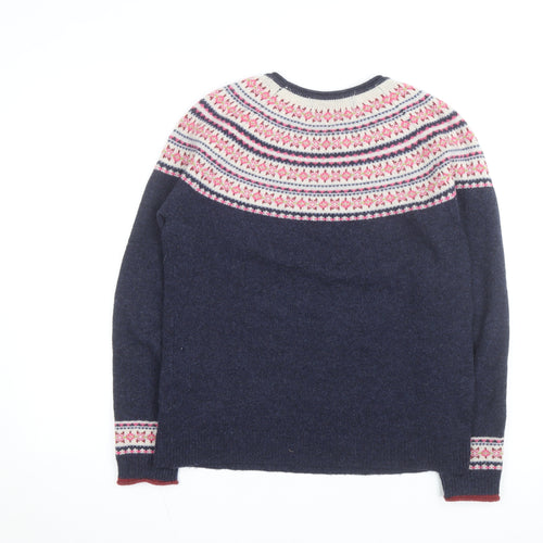 Paul Costelloe Women's Blue Fair Isle Wool Blend Jumper UK 12