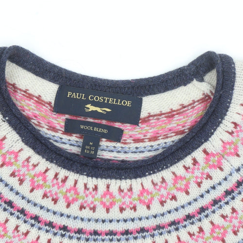 Paul Costelloe Women's Blue Fair Isle Wool Blend Jumper UK 12