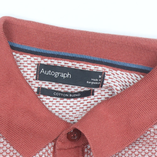 Marks and Spencer Autograph Men's Red Cotton Blend Polo Shirt M