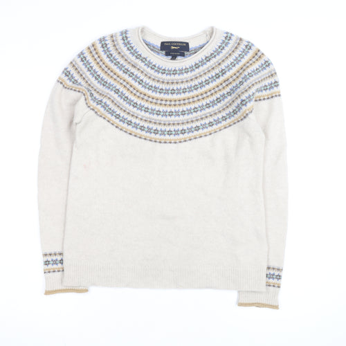 Paul Costelloe Women Beige Wool Blend Fair Isle Jumper Size M