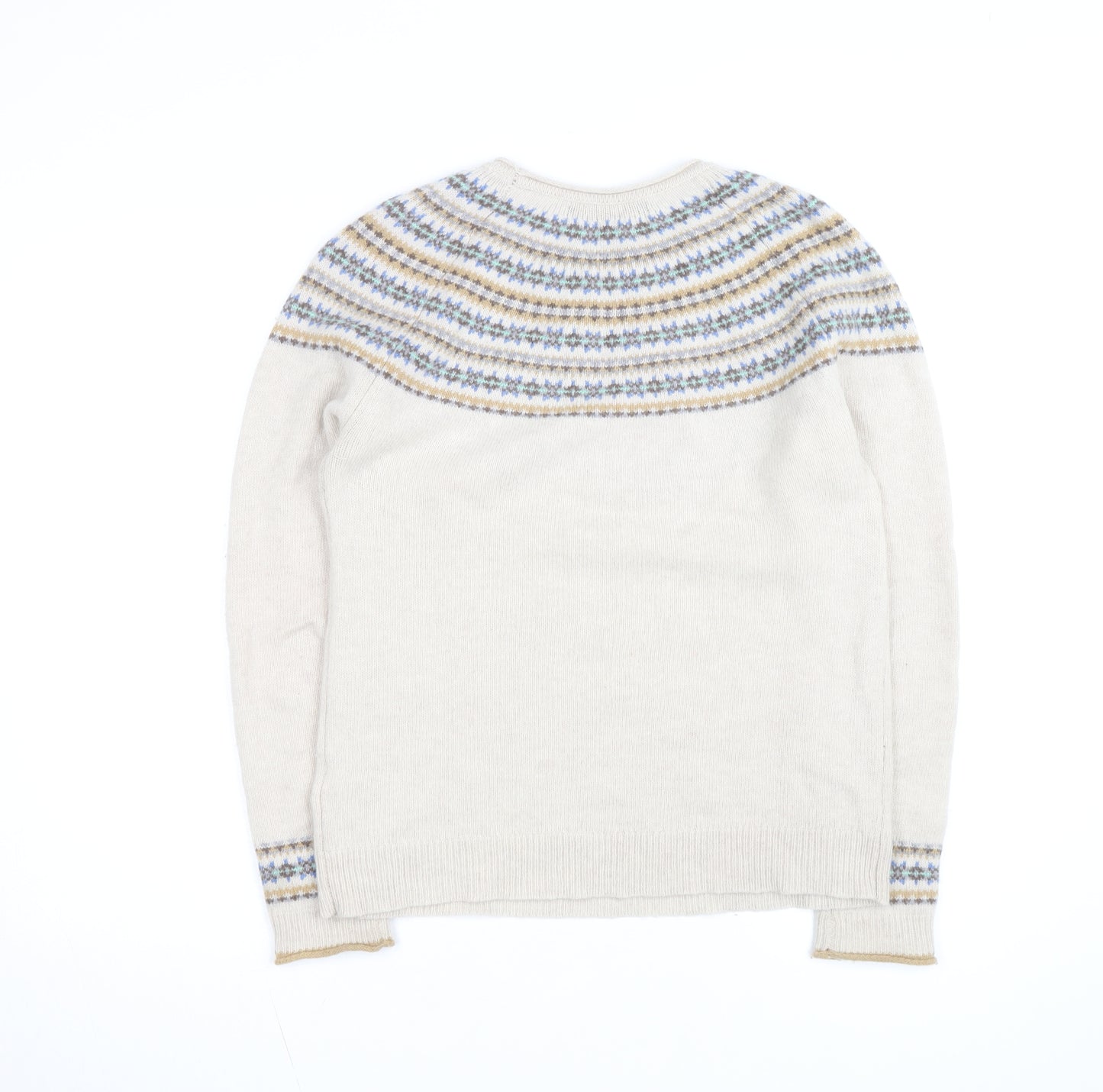 Paul Costelloe Women Beige Wool Blend Fair Isle Jumper Size M