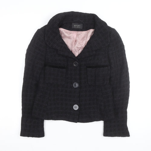 Principles Women’s Black Wool Blend Petite Blazer Jacket Size 10