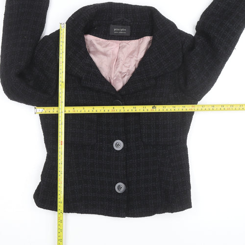 Principles Women’s Black Wool Blend Petite Blazer Jacket Size 10