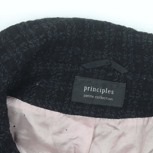 Principles Women’s Black Wool Blend Petite Blazer Jacket Size 10