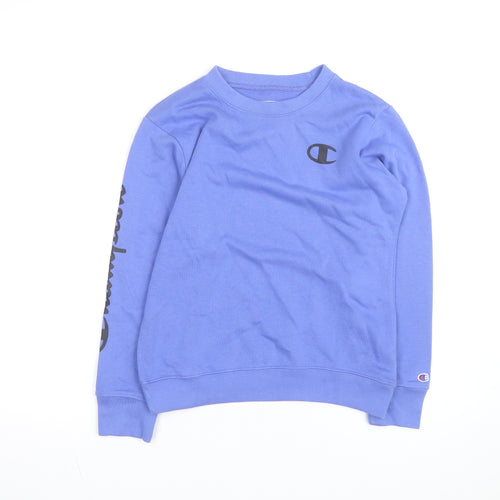 Champion Women Blue Logo Crew Neck Pullover Sweatshirt Size M