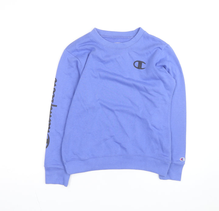 Champion Women Blue Logo Crew Neck Pullover Sweatshirt Size M