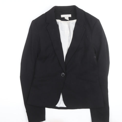 H&M Women Black Slim Fit Lined Blazer Size 6