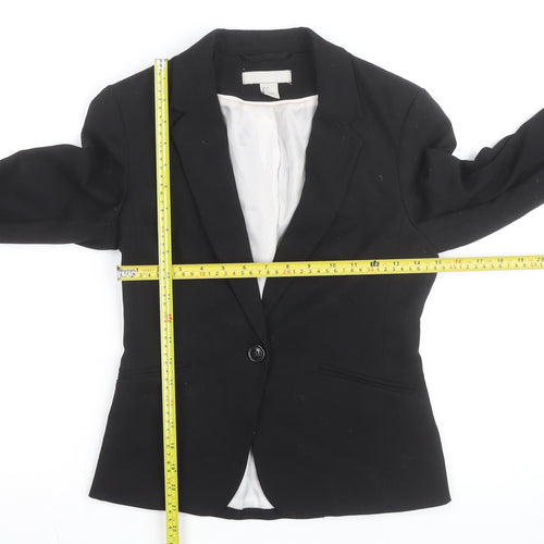H&M Women Black Slim Fit Lined Blazer Size 6