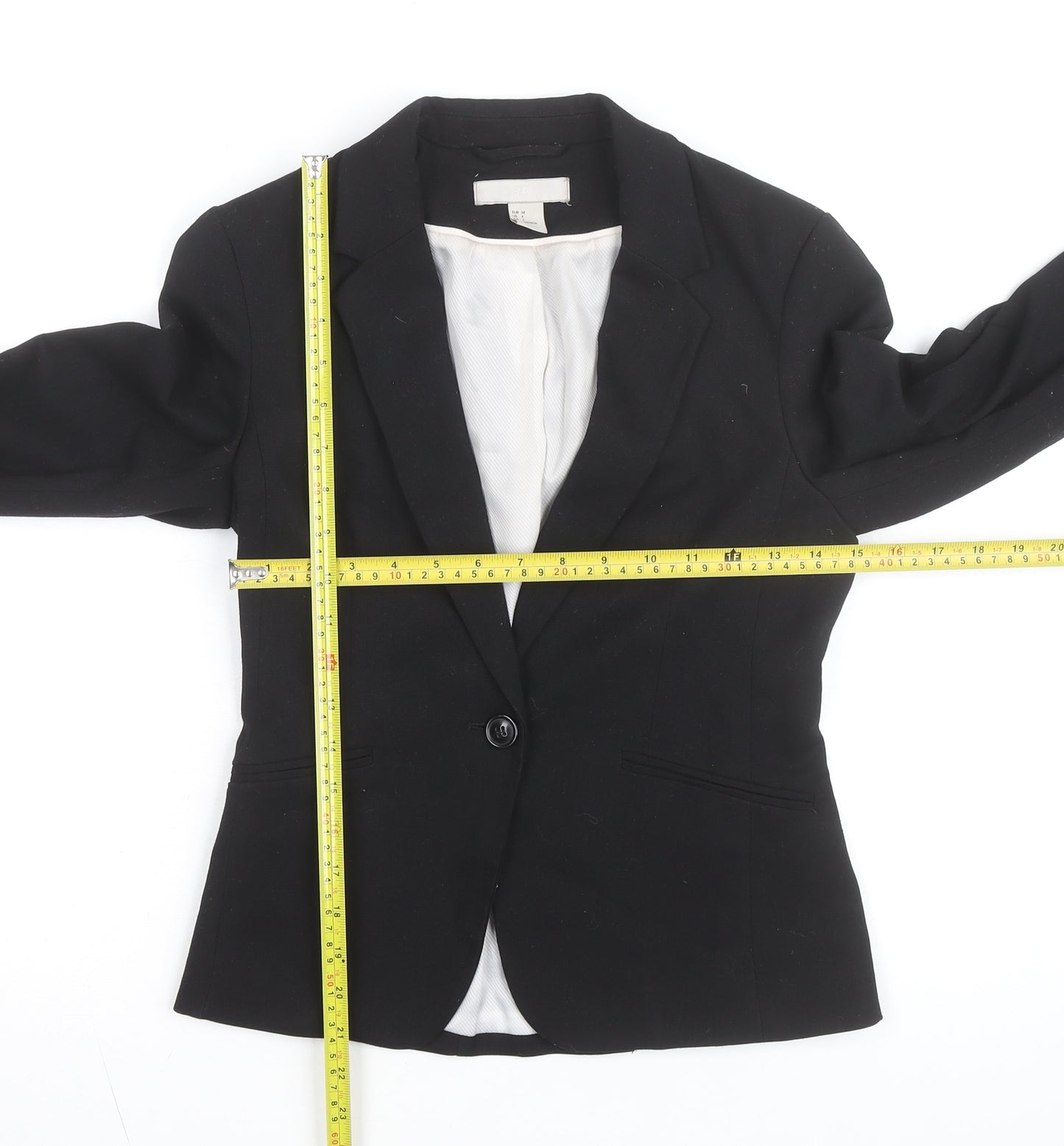 H&M Women Black Slim Fit Lined Blazer Size 6