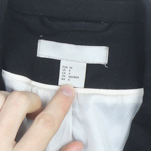 H&M Women Black Slim Fit Lined Blazer Size 6