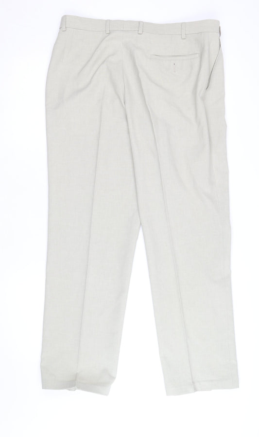 Marks and Spencer Men's Beige Linen Cotton Dress Pants 34W 32L Regular Fit