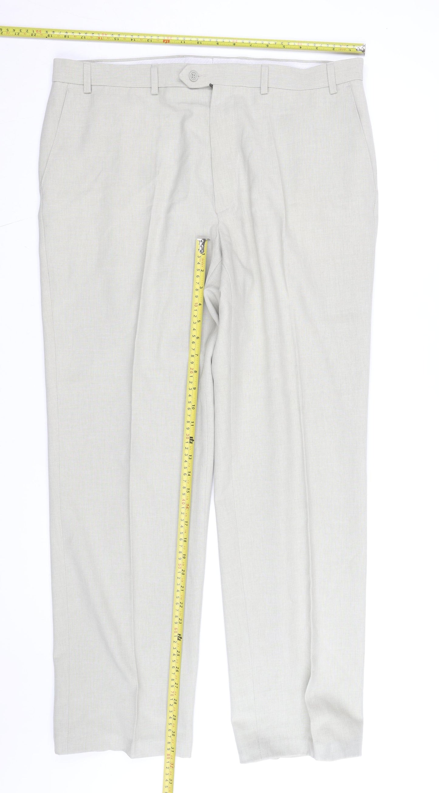 Marks and Spencer Men's Beige Linen Cotton Dress Pants 34W 32L Regular Fit