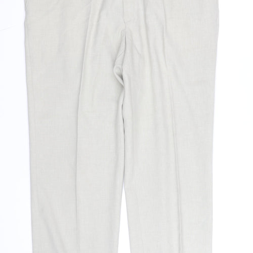 Marks and Spencer Men's Beige Linen Cotton Dress Pants 34W 32L Regular Fit