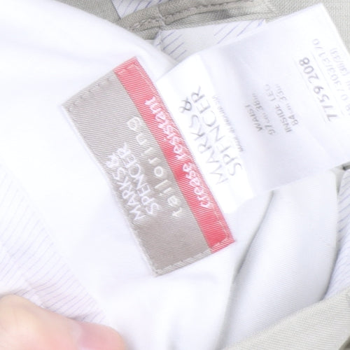 Marks and Spencer Men's Beige Linen Cotton Dress Pants 34W 32L Regular Fit