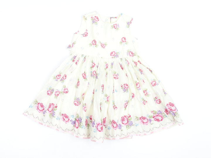 Monsoon Girls Ivory Floral A-Line Party Dress 7 Years