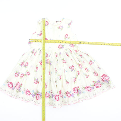 Monsoon Girls Ivory Floral A-Line Party Dress 7 Years