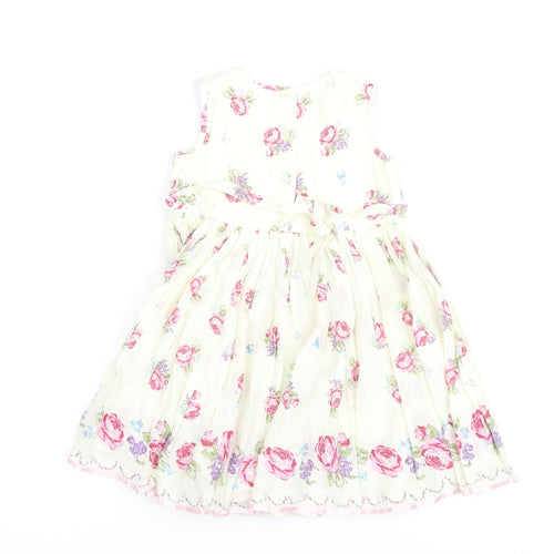 Monsoon Girls Ivory Floral A-Line Party Dress 7 Years
