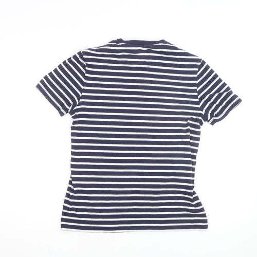Lyle & Scott Men's Navy White Striped Cotton Crew Neck T-Shirt Size L