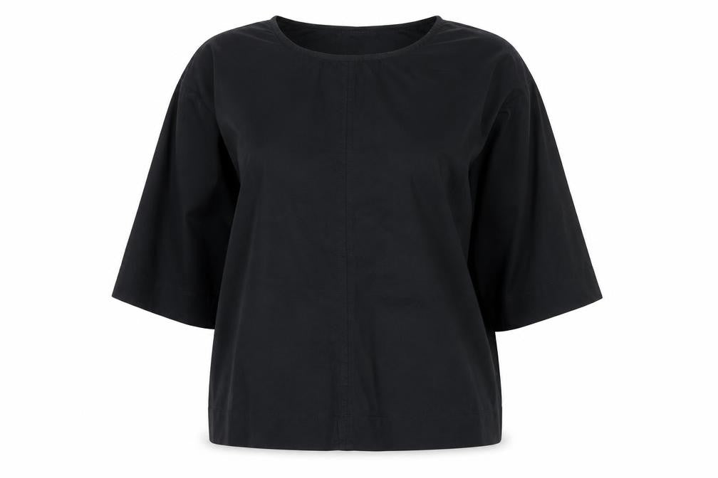 Carolyn Donnelly The Edit Women's Black Cotton Blouse UK 12 Relaxed Fit
