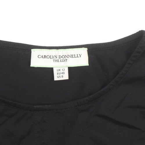 Carolyn Donnelly The Edit Women's Black Cotton Blouse UK 12 Relaxed Fit