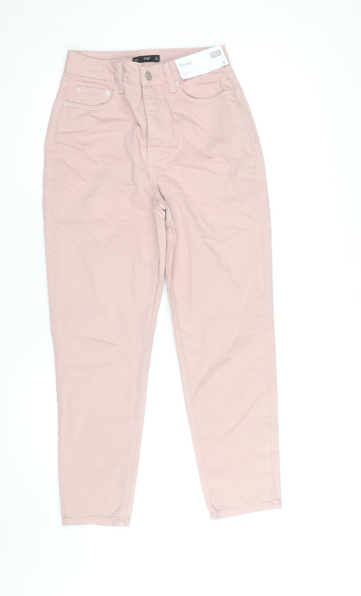 F&F Women’s Pink High Rise Mom Jeans Size 8 Regular Fit