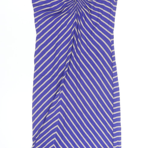 White Stuff Women's Blue Striped Jersey A-Line Dress XL