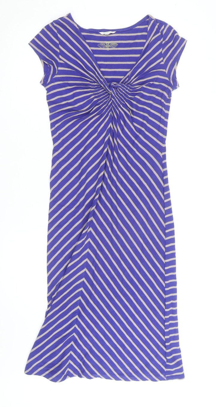 White Stuff Women's Blue Striped Jersey A-Line Dress XL
