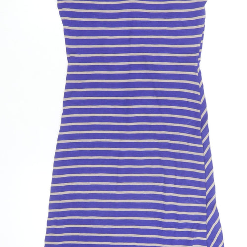 White Stuff Women's Blue Striped Jersey A-Line Dress XL