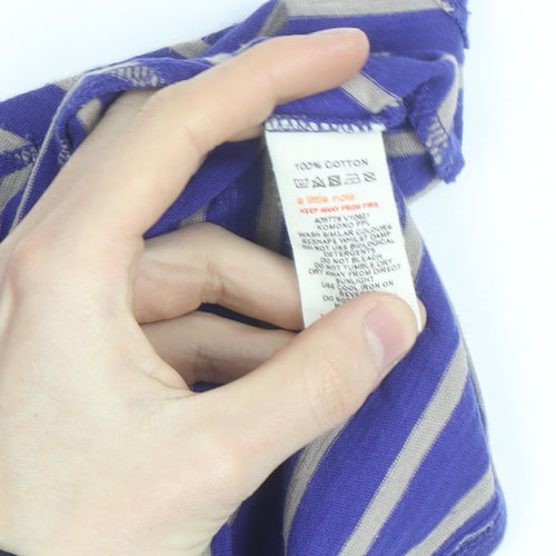 White Stuff Women's Blue Striped Jersey A-Line Dress XL