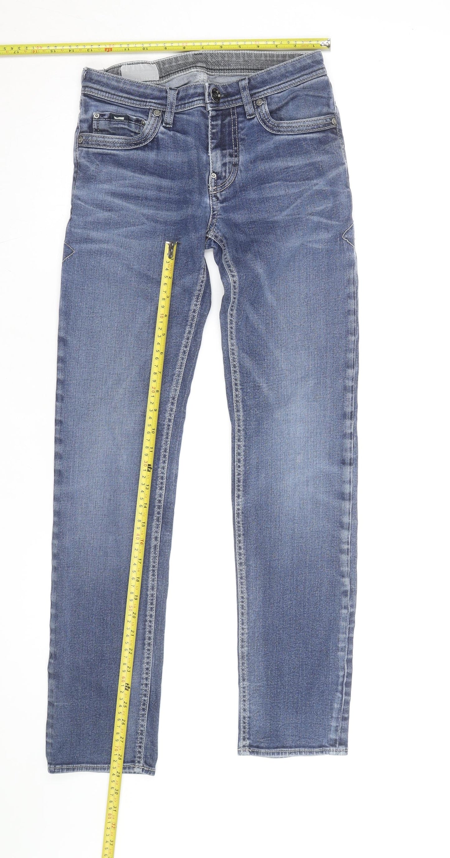 GAS Women's Blue Straight Slim Fit Stretch Denim Jeans Size 10