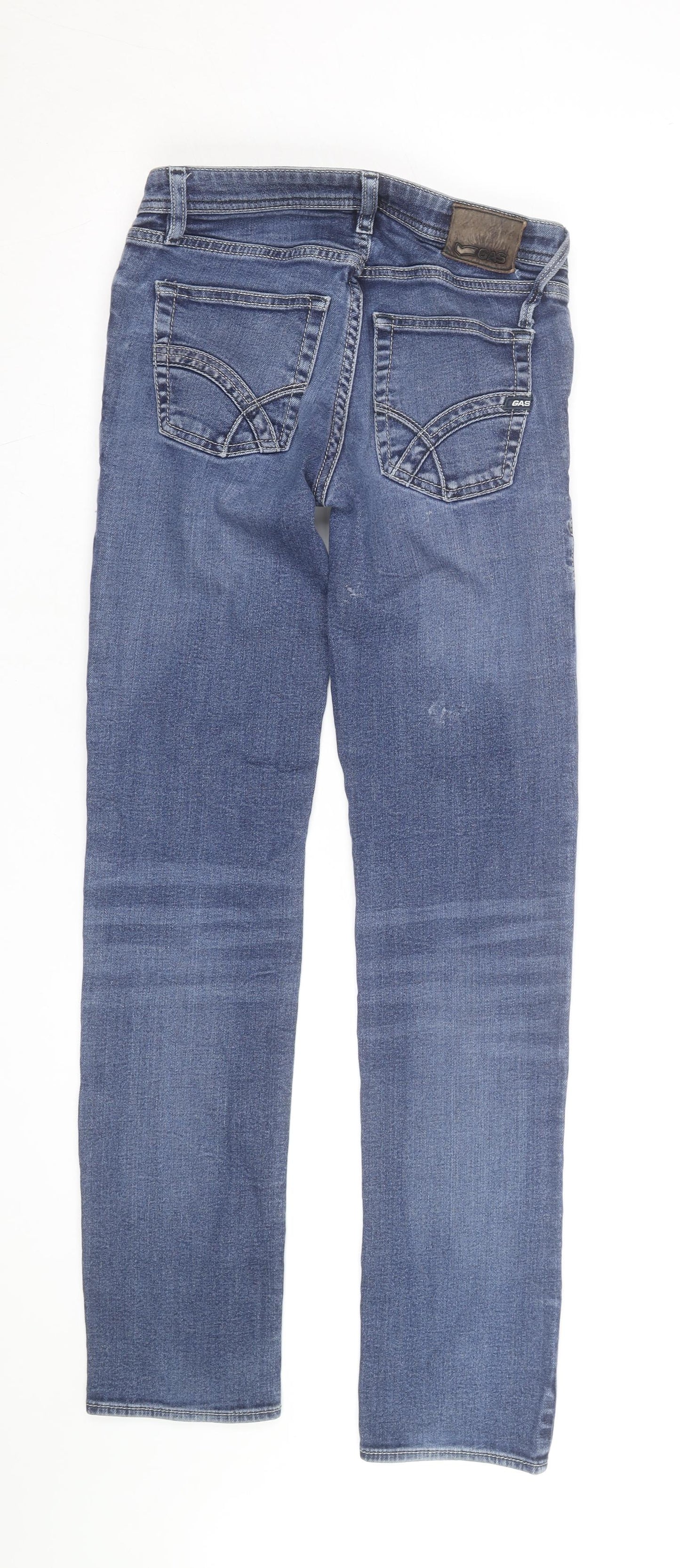 GAS Women's Blue Straight Slim Fit Stretch Denim Jeans Size 10