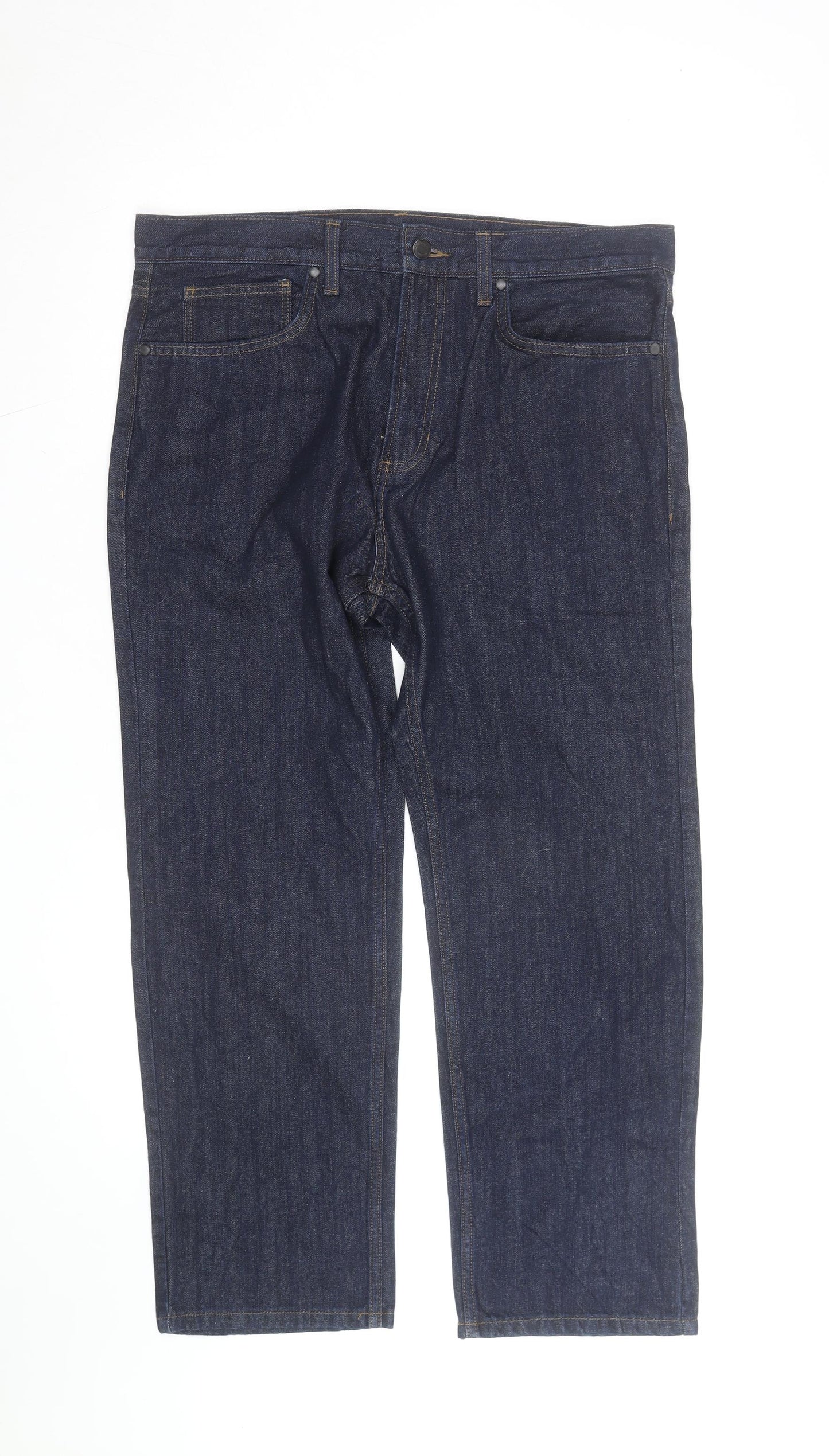Marks and Spencer Men's Blue Regular Fit Straight Jeans 36W 29L