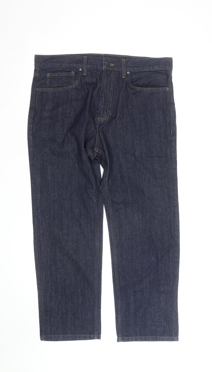 Marks and Spencer Men's Blue Regular Fit Straight Jeans 36W 29L