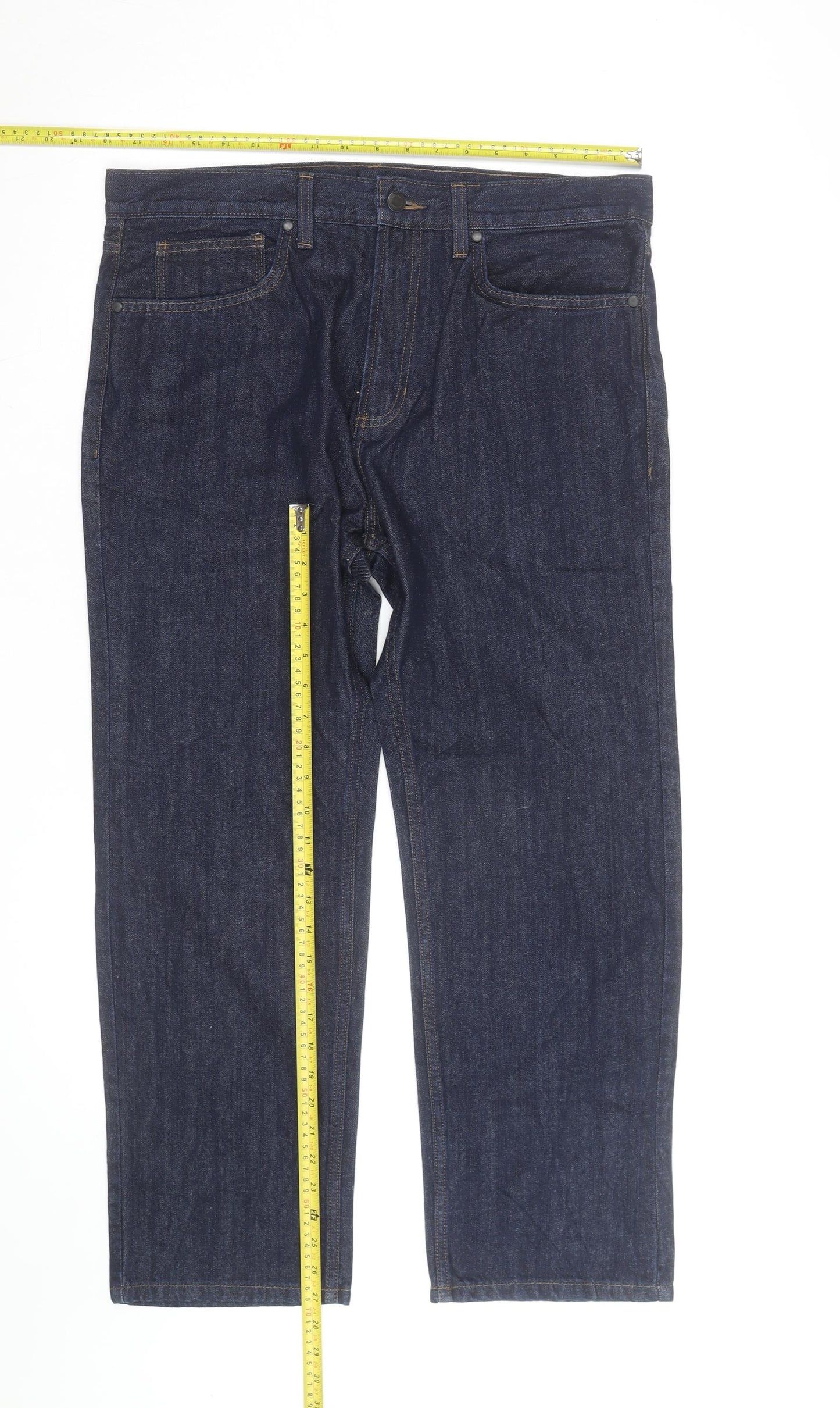 Marks and Spencer Men's Blue Regular Fit Straight Jeans 36W 29L