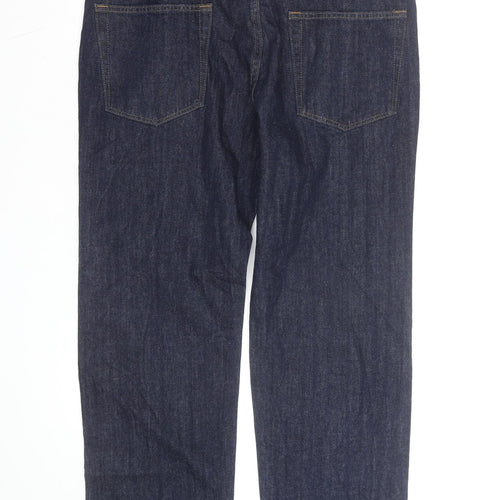Marks and Spencer Men's Blue Regular Fit Straight Jeans 36W 29L