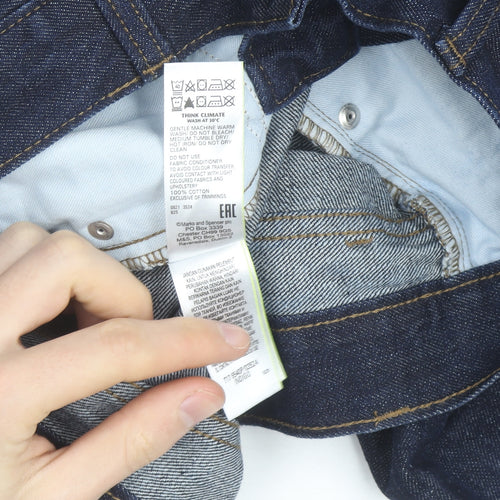 Marks and Spencer Men's Blue Regular Fit Straight Jeans 36W 29L