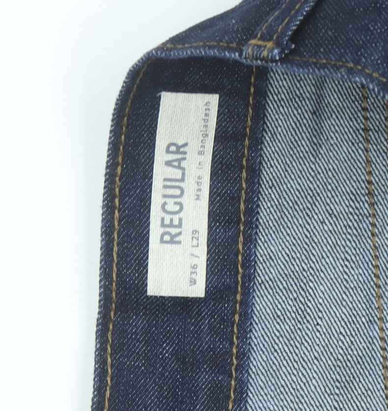 Marks and Spencer Men's Blue Regular Fit Straight Jeans 36W 29L