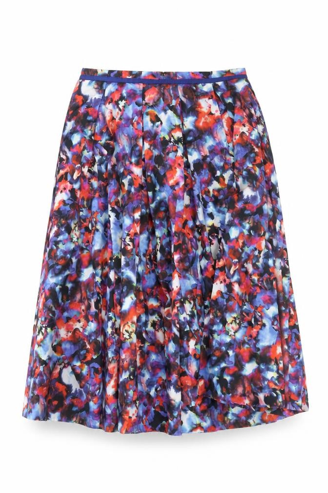 Saloni Women's Multicoloured Silk A-Line Pleated Skirt UK12