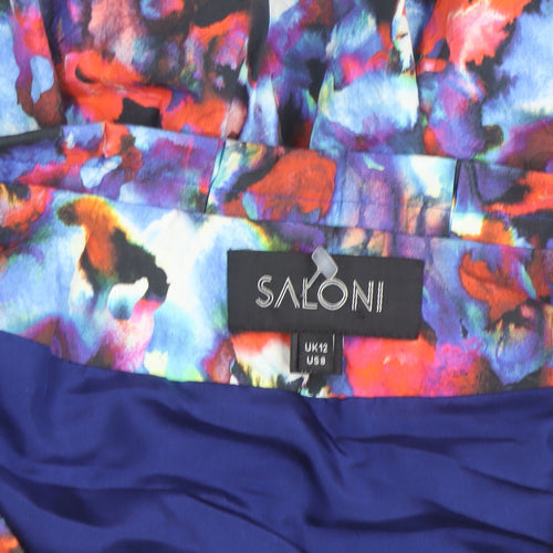 Saloni Women's Multicoloured Silk A-Line Pleated Skirt UK12