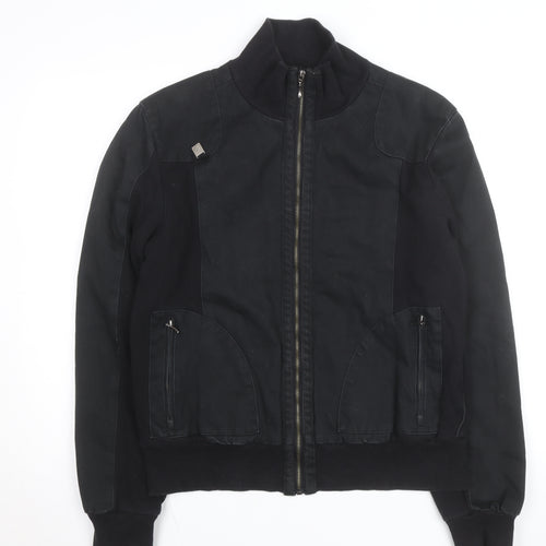 Criminal Damage Men's Black Cotton Bomber Jacket Size L