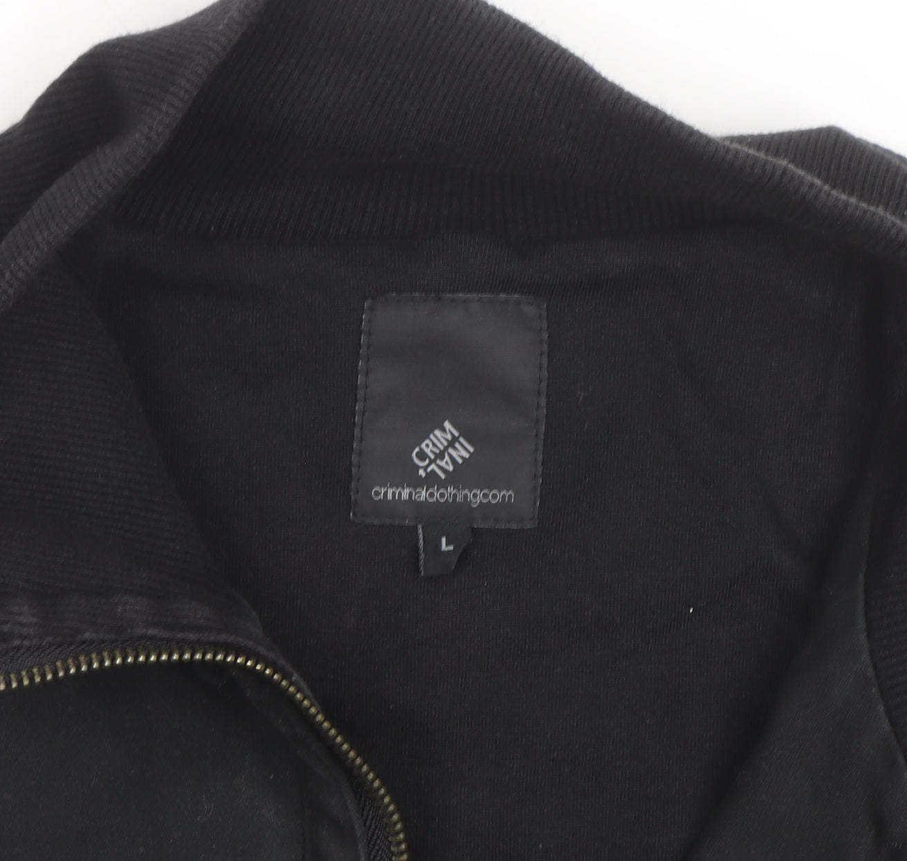 Criminal Damage Men's Black Cotton Bomber Jacket Size L