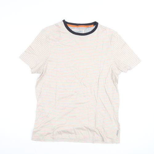 Ted Baker Men's Beige Striped Cotton Crew Neck T-Shirt Size M