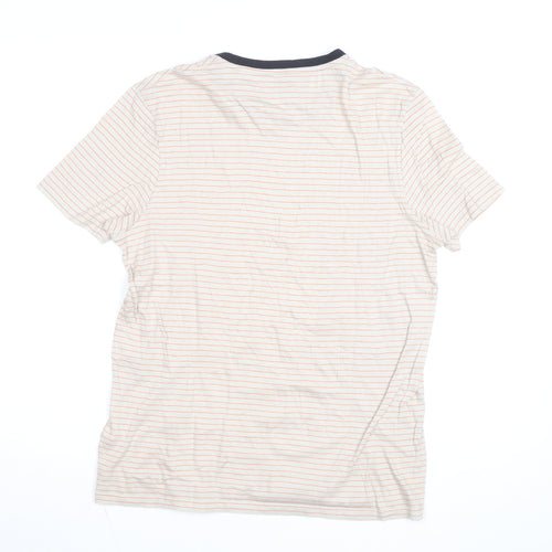 Ted Baker Men's Beige Striped Cotton Crew Neck T-Shirt Size M