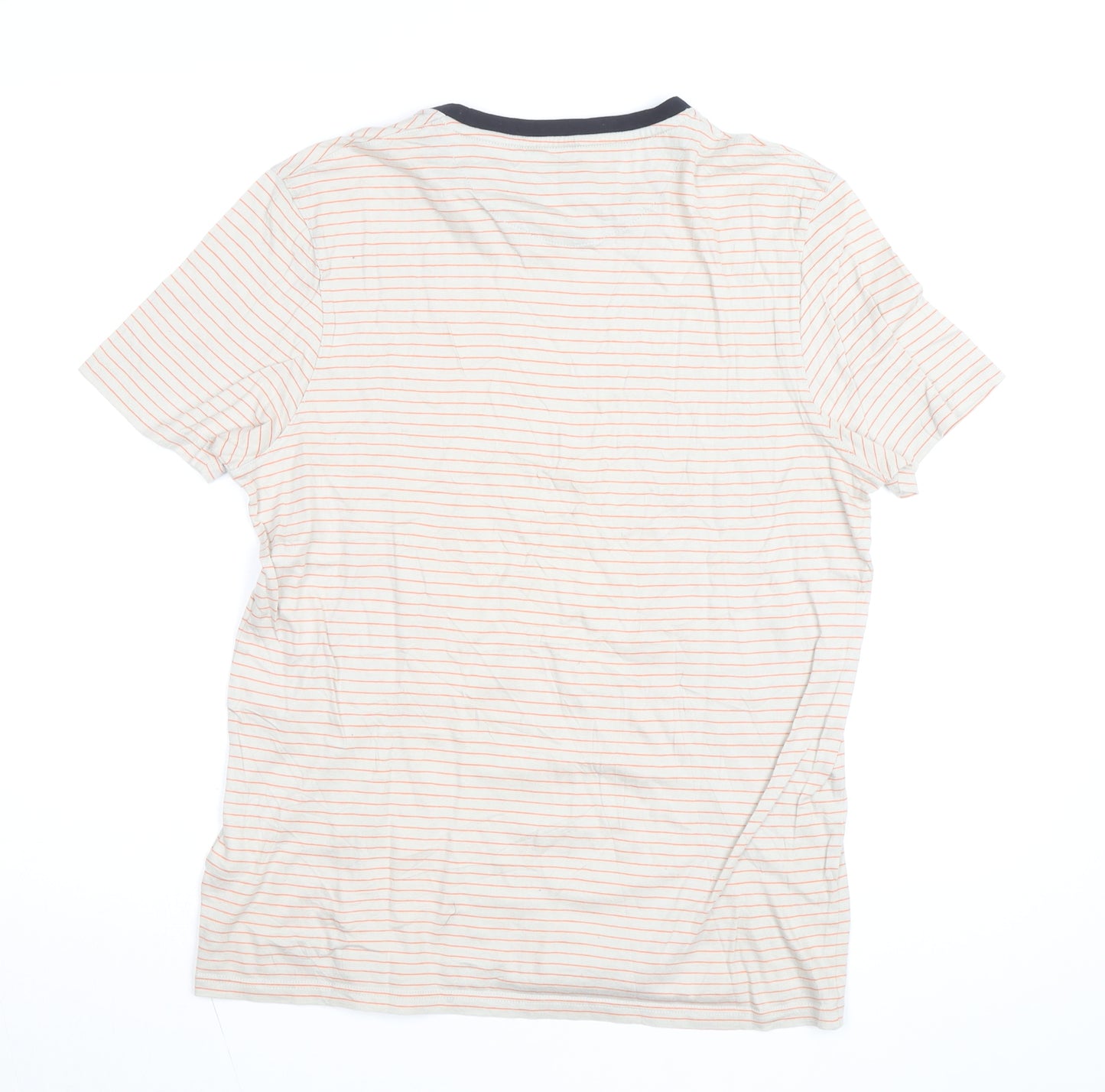 Ted Baker Men's Beige Striped Cotton Crew Neck T-Shirt Size M