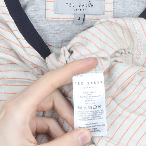 Ted Baker Men's Beige Striped Cotton Crew Neck T-Shirt Size M