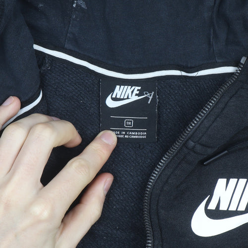 Nike Men's Black 3XL Full Zip Hooded Fleece Sweatshirt