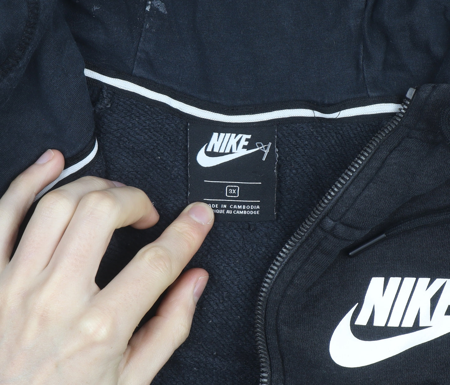 Nike Men's Black 3XL Full Zip Hooded Fleece Sweatshirt