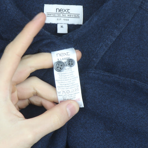 Next Men's Blue Flannel Button-Up Shirt XL Regular Fit