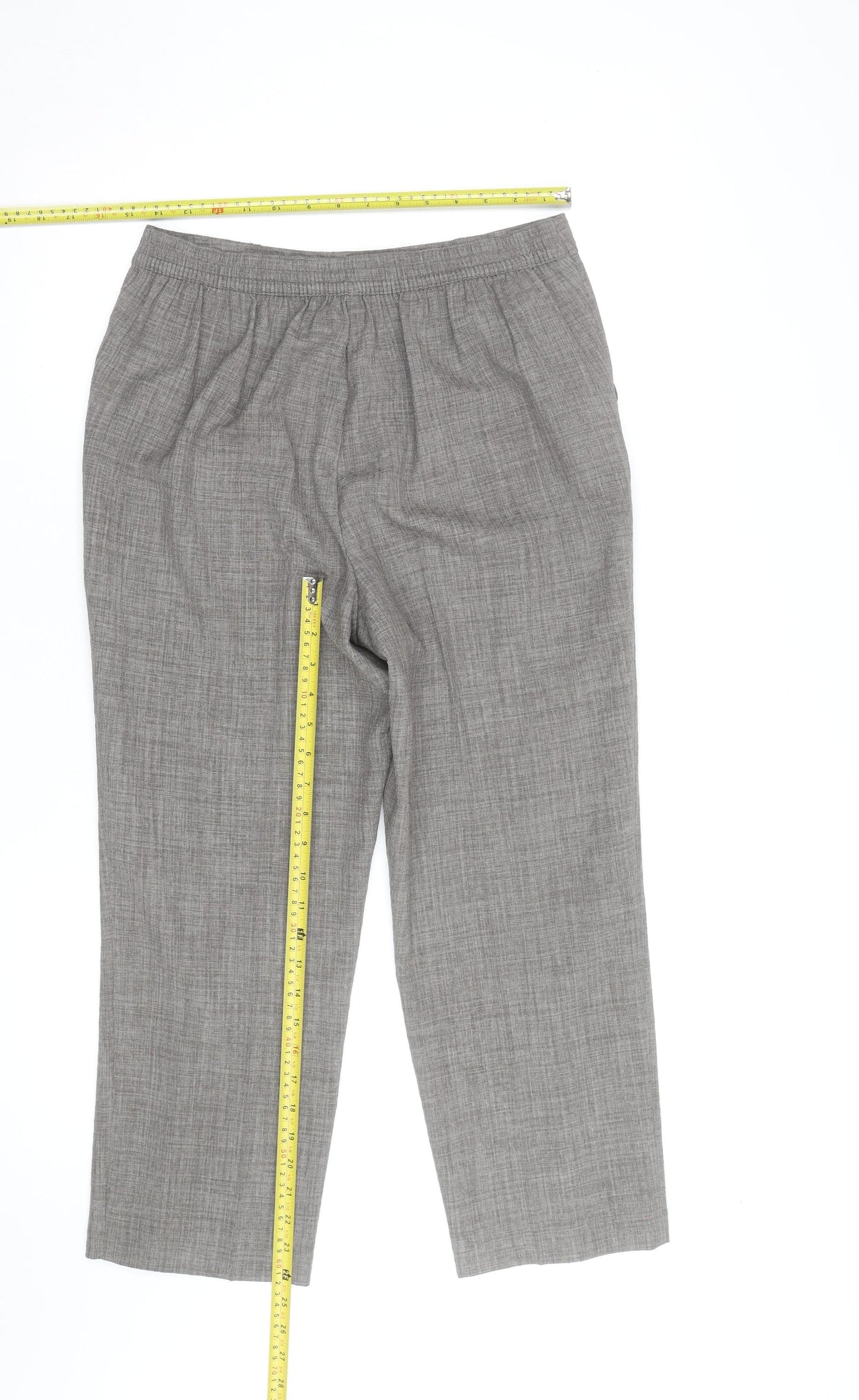 Honor Millburn Women’s Grey Size 12 Elastic Waist Straight Leg Trousers